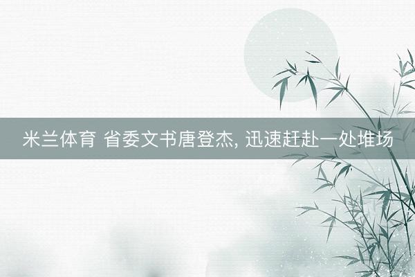 米兰体育 省委文书唐登杰, 迅速赶赴一处堆场